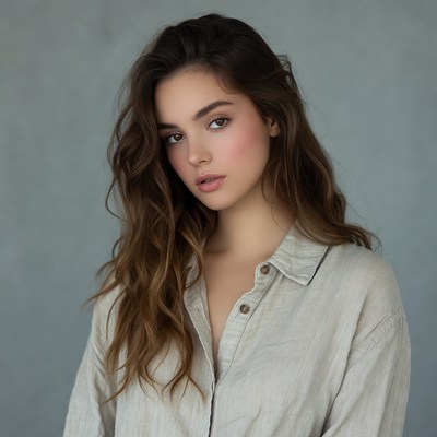 Beautiful woman with wavy brown hair