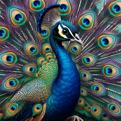 Peacock displaying vibrant feathers