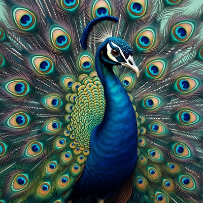 Peacock displaying vibrant feathers