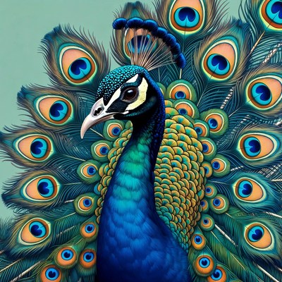 Peacock displaying vibrant feathers