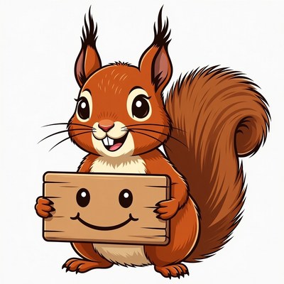 Cute squirrel holding blank sign