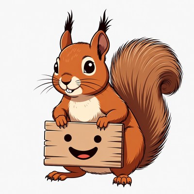 Cute squirrel holding blank sign