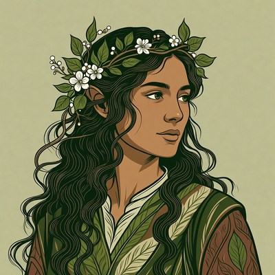 Woman with floral leaf crown