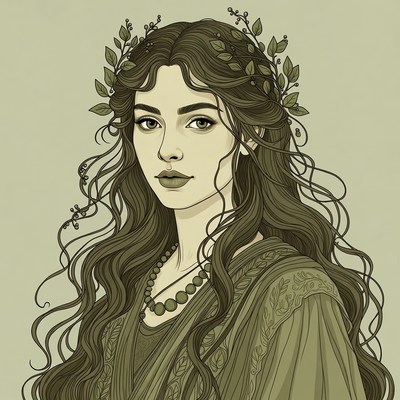 Woman with laurel leaf crown