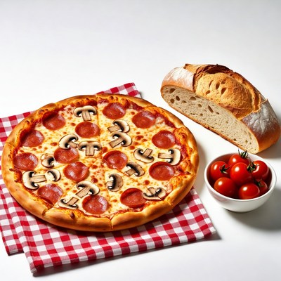 Pepperoni Mushroom Pizza with Bread
