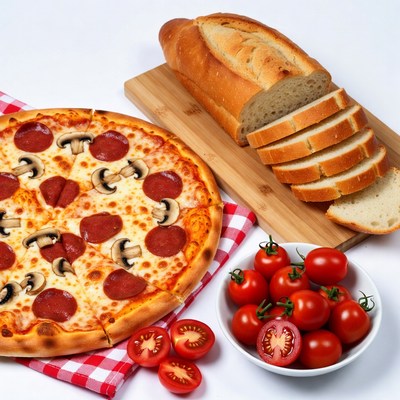 Pepperoni Mushroom Pizza with Bread
