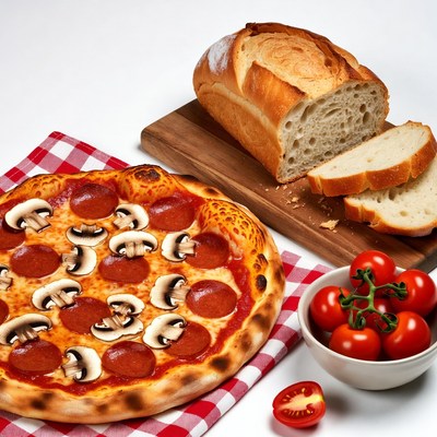 Pepperoni Mushroom Pizza with Bread