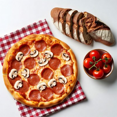 Pepperoni Mushroom Pizza with Bread