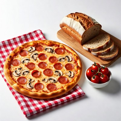 Pepperoni Mushroom Pizza with Bread