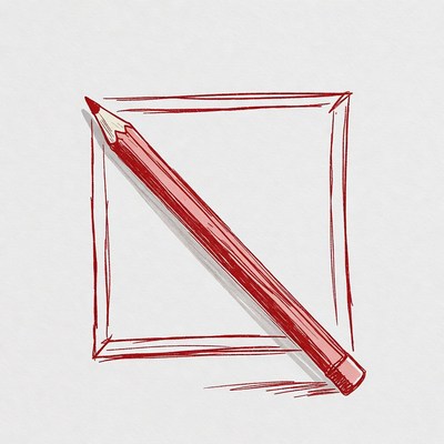Red Pencil in Sketch Frame