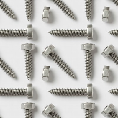 Bolts and Nuts on White Background