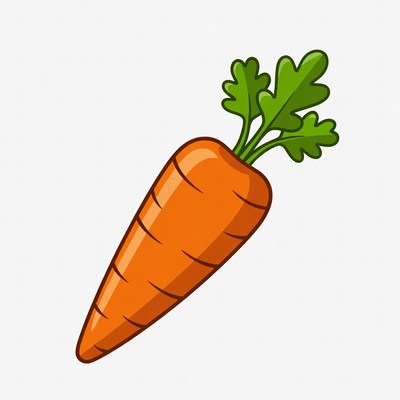 Cartoon carrot with green tops