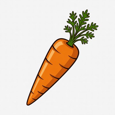 Cartoon carrot with green tops