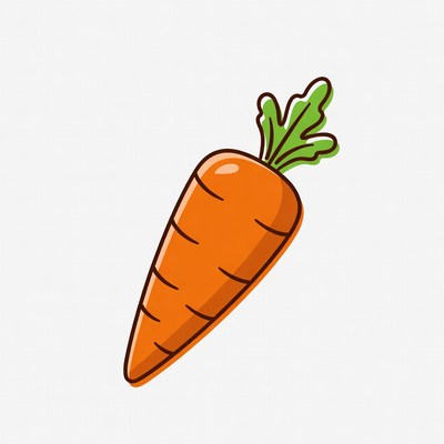 Cartoon carrot with green leaves