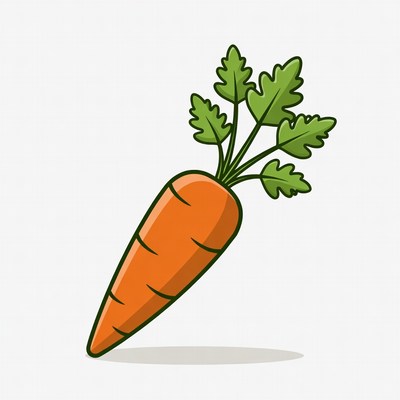 Cartoon carrot with green leaves