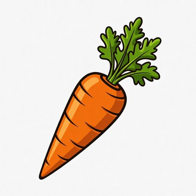Cartoon carrot with green tops