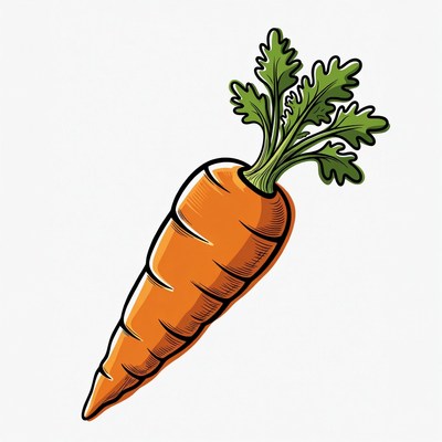 Cartoon carrot with green tops
