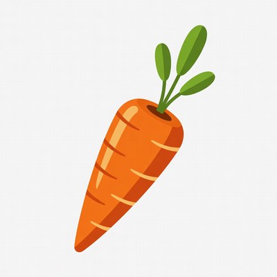 Cartoon carrot with green tops