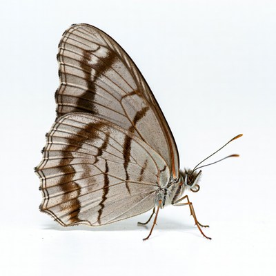 Brown-striped Butterfly on White Background