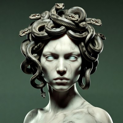 Medusa with snakes in hair