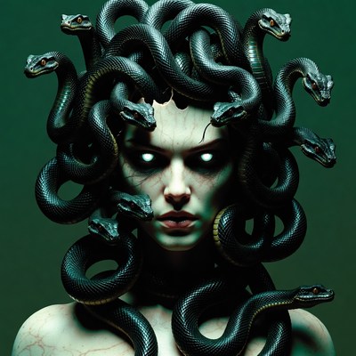 Medusa with snake hair