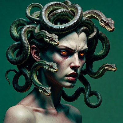 Medusa with snakes for hair
