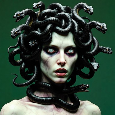 Medusa with snakes for hair
