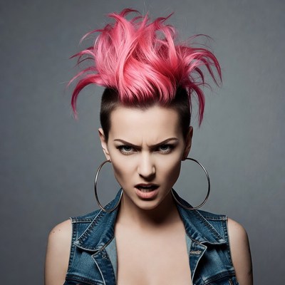 Woman with pink mohawk hairstyle