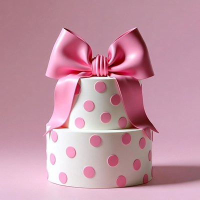 Pink bow on polka dot cake
