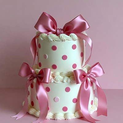 Two-Tier Pink Polka Dot Cake