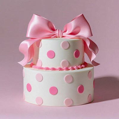Pink polka dot two-tier cake