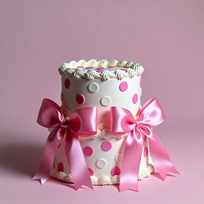 Pink polka dot cake with bows