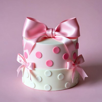 Pink polka dot cake with bow