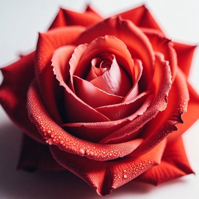 Red Rose with Dew Drops