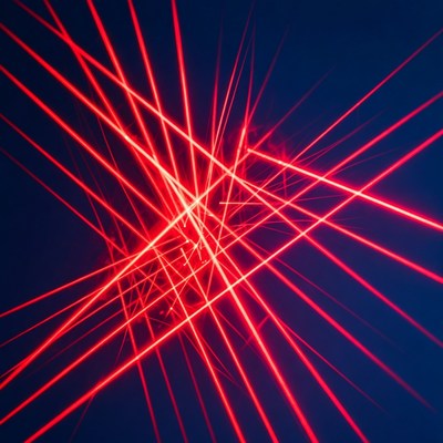 Red laser beams on dark blue background
