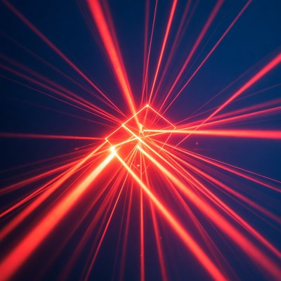 Red Laser Beams Forming Cube