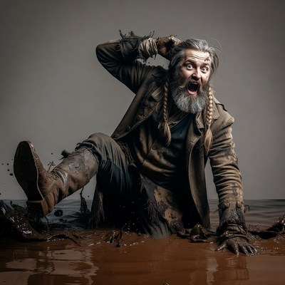 Man stuck in mud screaming