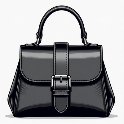 Black Leather Handbag Illustration
