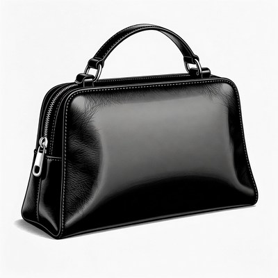 Black Leather Handbag with Handles