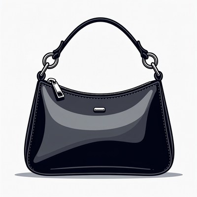 Black Shiny Handbag Illustration