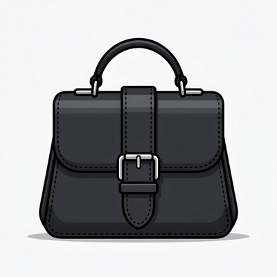 Black leather handbag illustration