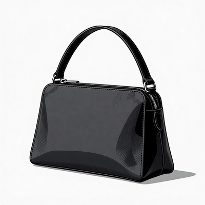 Black Shiny Leather Handbag Illustration