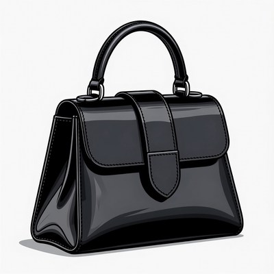 Black Leather Handbag Illustration