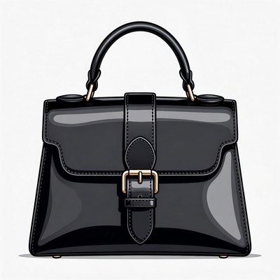 Black Leather Handbag Illustration