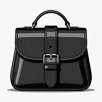 Black leather handbag illustration