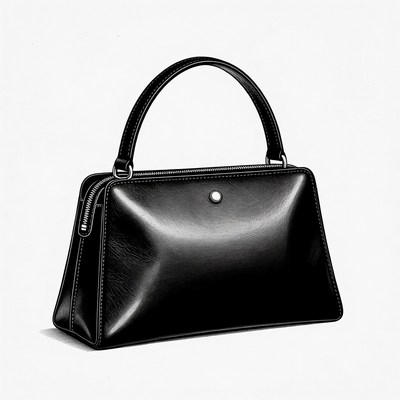 Black leather handbag illustration