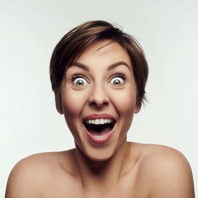 Woman with wide surprised eyes