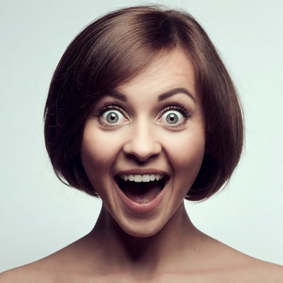 Woman with wide surprised eyes