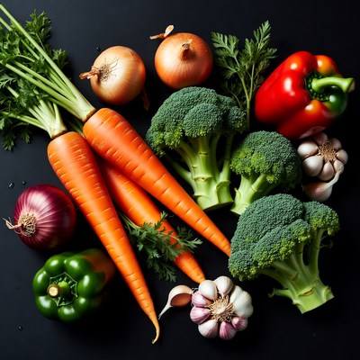 Fresh Vegetables on Black Background