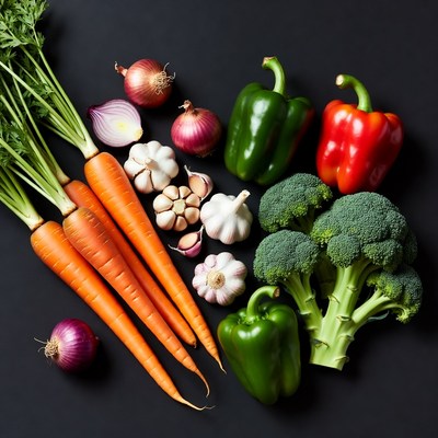 Fresh vegetables on black background
